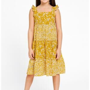 Carter’s Fall Girls Yellow Floral Patchwork Linen Cotton Dress Size 10/10A